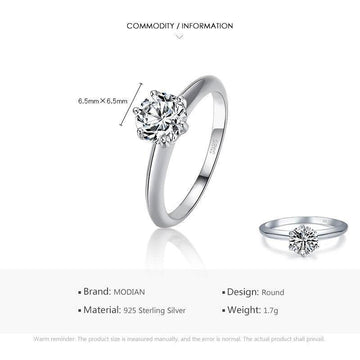 Appealing Silver Shine Classic AAA+ Cubic Zirconia Diamond Ring - The Jewellery Supermarket